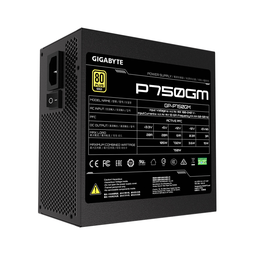 Nguồn Gigabyte GP- P750GM 750W (80 Plus Gold/Full Modular/Màu Đen)