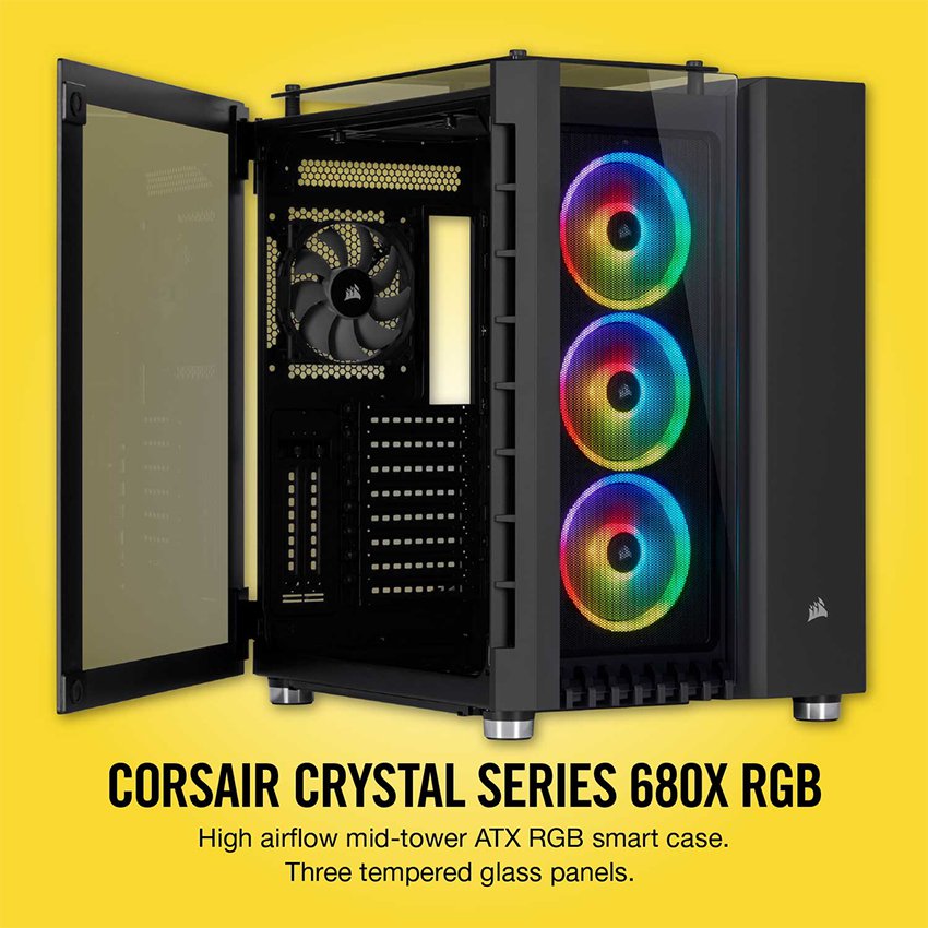 Vỏ Case Corsair  680X RGB TG (Mid Tower/Màu Đen) - CC-9011168-WW