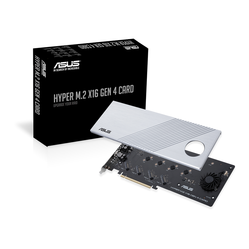 Adapter ASUS Hyper M.2 x16 Gen 4 Card (PCIe 4.0/3.0) supports four NVMe M.2 (2242/2260/2280/22110) 