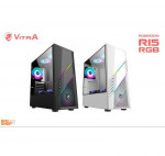 Vỏ Case Vitra POSEIDON R15 RGB White (Mid Tower/Màu Trắng/Kèm Sẵn 3 Fan / Dải Led RGB)