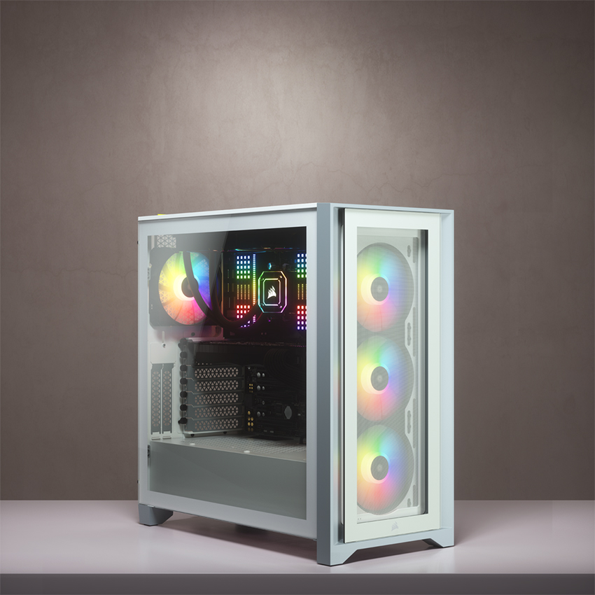 Vỏ máy tính Corsair iCUE 4000X RGB TG White – CC-9011205-WW